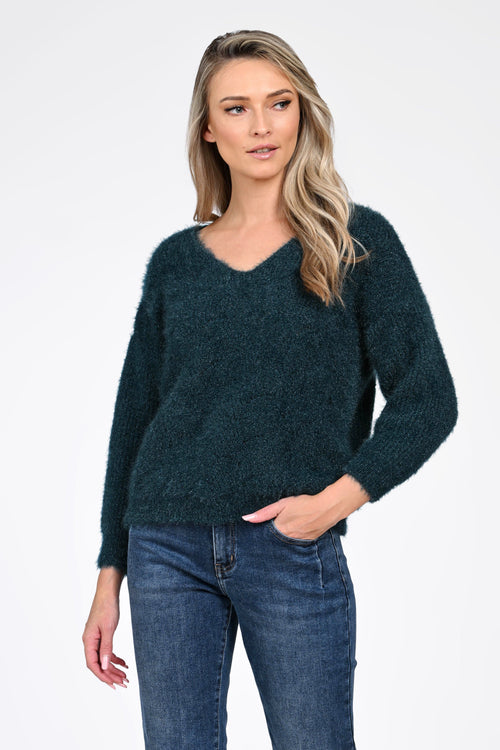 Puloverul dama verde inchis Thea Natalee Fashion