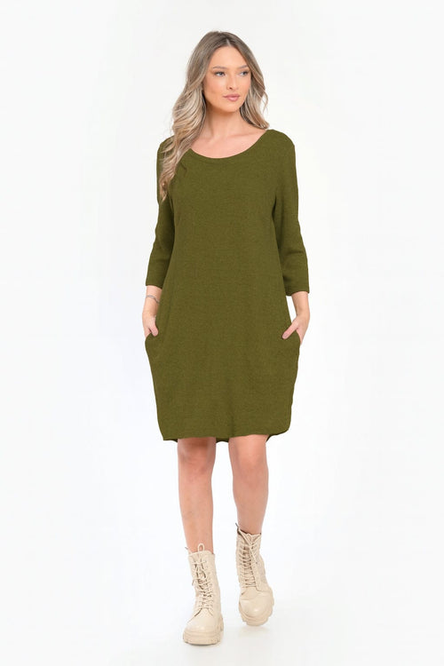 Rochie casual din tricot olive Maria Natalee