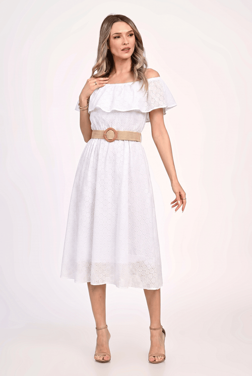 Rochie damă albă din bumbac brodat Aurelia Natalee Fashion