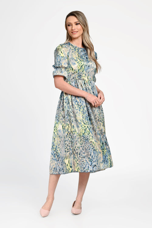 Rochie damă cu imprimeu abstract și cordon Sorina Natalee