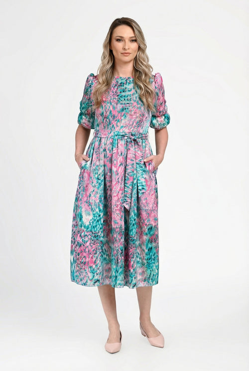 Rochie damă cu imprimeu colorat și cordon Daria Natalee Fashion