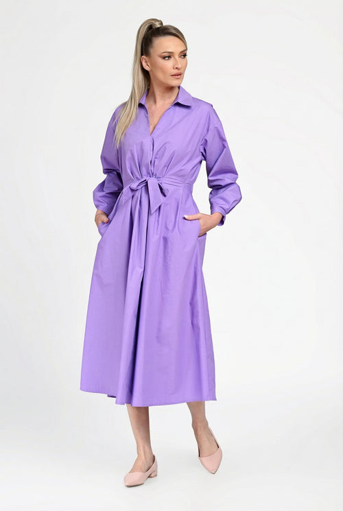 Rochie damă din bumbac cu cordon în talie  Elena Natalee Fashion