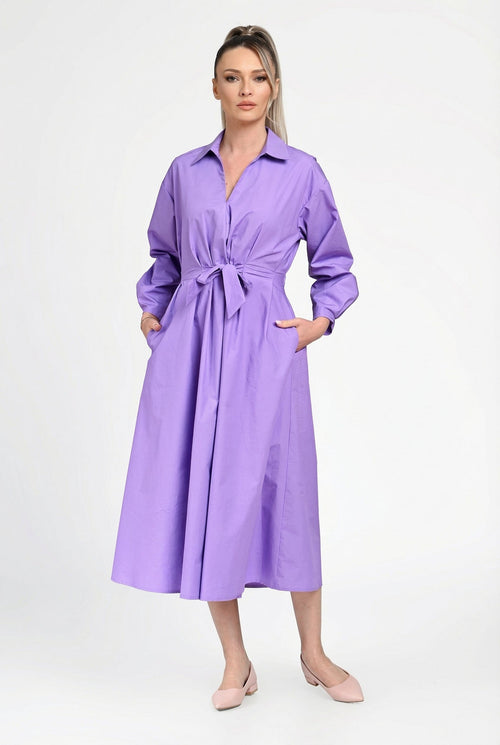 Rochie damă din bumbac cu cordon în talie  Elena Natalee Fashion