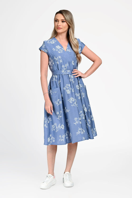 Rochie damă din bumbac cu imprimeu floral și decolteu în V Carmen Natalee Fashion