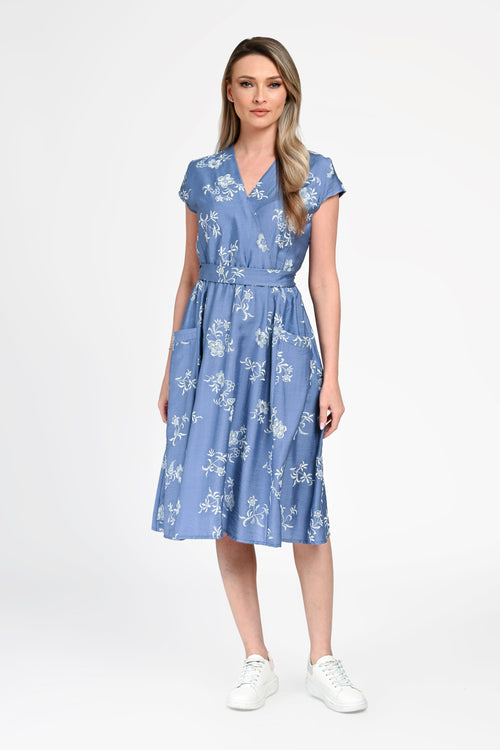 Rochie damă din bumbac cu imprimeu floral și decolteu în V Carmen Natalee Fashion