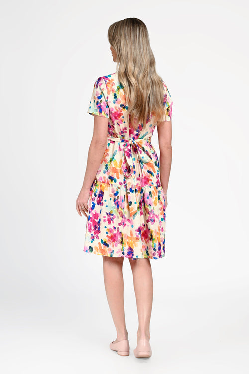 Rochie damă din in cu viscoză cu imprimeu floral Larisa Natalee Fashion