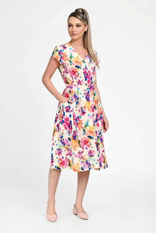 Rochie damă din viscoză cu imprimeu floral multicolor – “Irina” Natalee Fashion