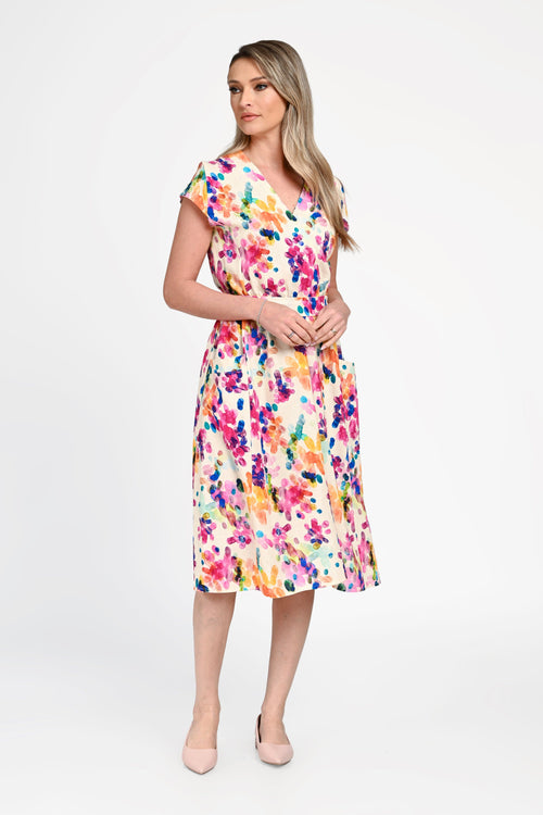 Rochie damă din viscoză cu imprimeu floral multicolor – “Irina” Natalee Fashion