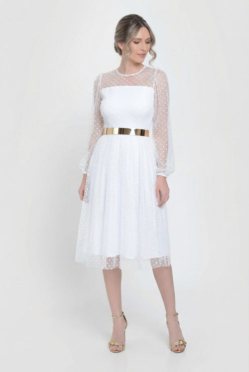 Rochie dama eleganta tulle cu buline albe Dina Natalee Fashion