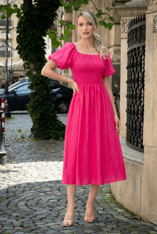 Rochie damă fucsia midi Serena Natalee
