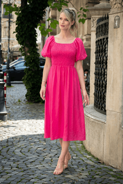 Rochie damă fucsia midi Serena Natalee
