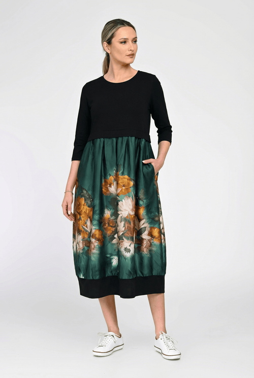 Rochie damă midi Emerald Floral Satin Eranthe