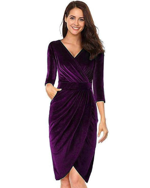 Rochie dama Natalee catifea mov/lila Natalee Fashion