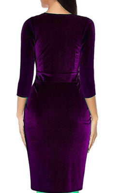 Rochie dama Natalee catifea mov/lila Natalee Fashion