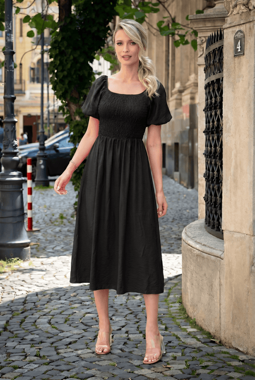 Rochie damă neagră midi Eloisa Natalee