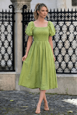 Rochie damă verde olive midi Selena Natalee Fashion