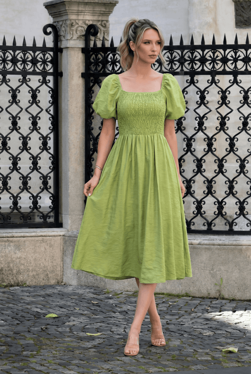 Rochie damă verde olive midi Selena Natalee Fashion