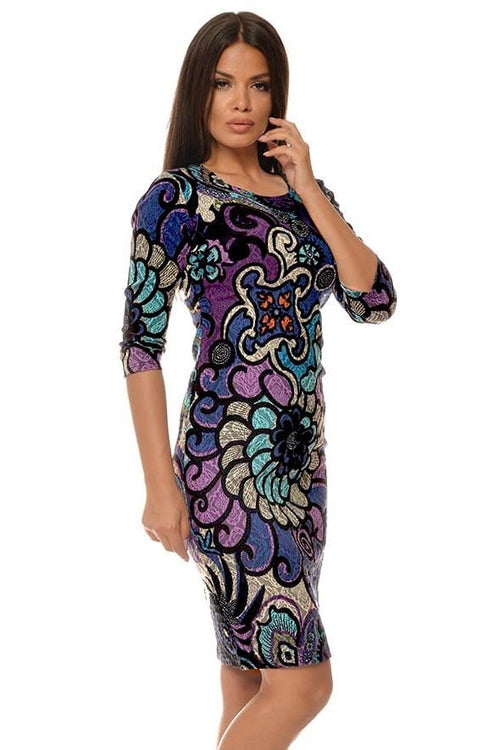 Natalee Fashion Rochie Rochie din brocard multicolor Natalia