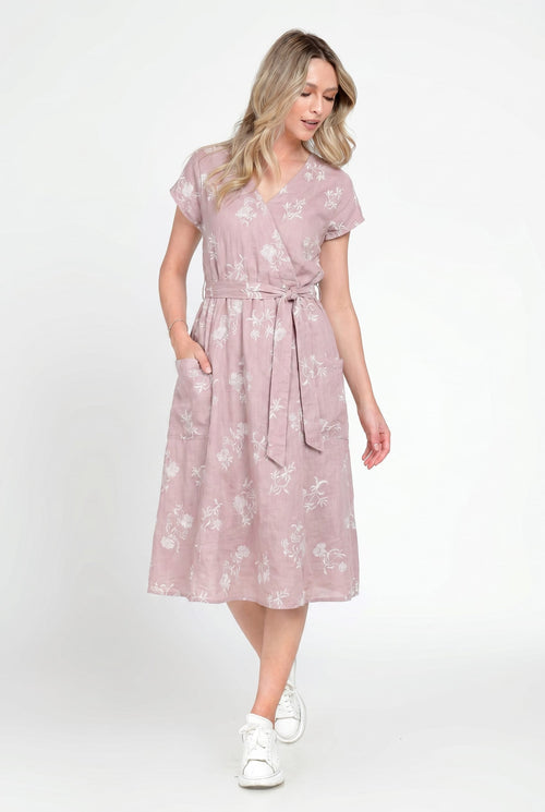 Rochie elegantă din 100% viscoză roz pudrat Emilia Natalee