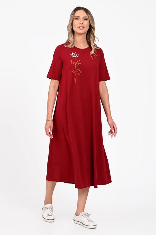 Rochie Eranthe A-line midi burgundy Eranthe