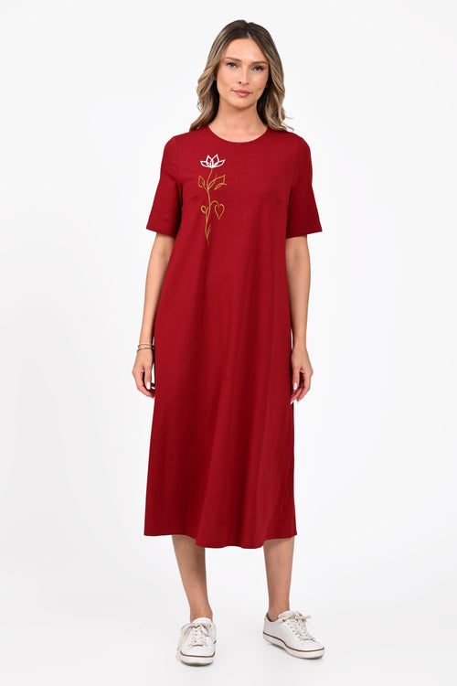 Rochie Eranthe A-line midi burgundy Eranthe