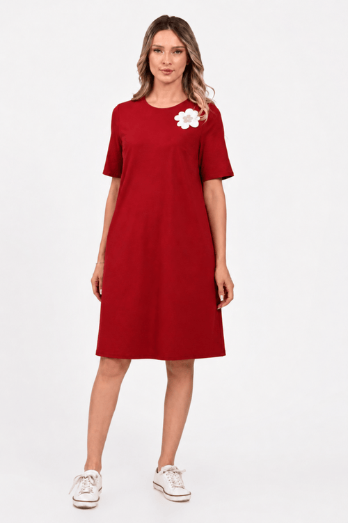 Rochie Eranthe burgundy cu pictura manuala Eranthe