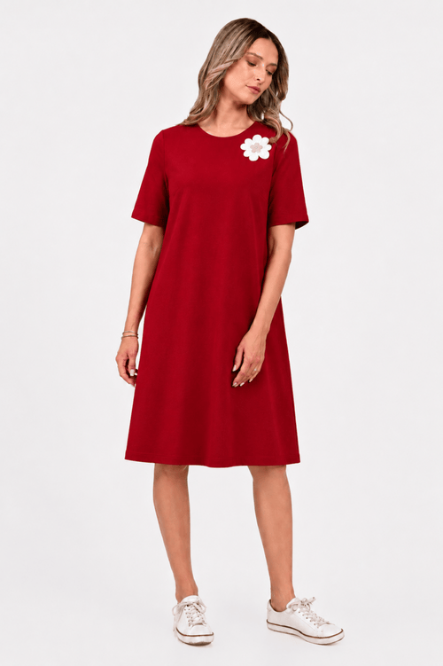 Rochie Eranthe burgundy cu pictura manuala Eranthe