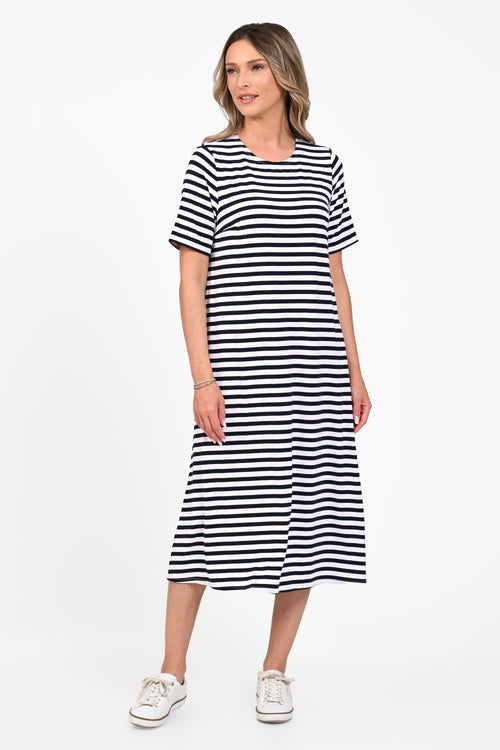Rochie Eranthe midi cu imprimeu in dungi Eranthe