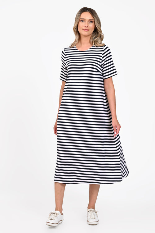 Rochie Eranthe midi cu imprimeu in dungi Eranthe