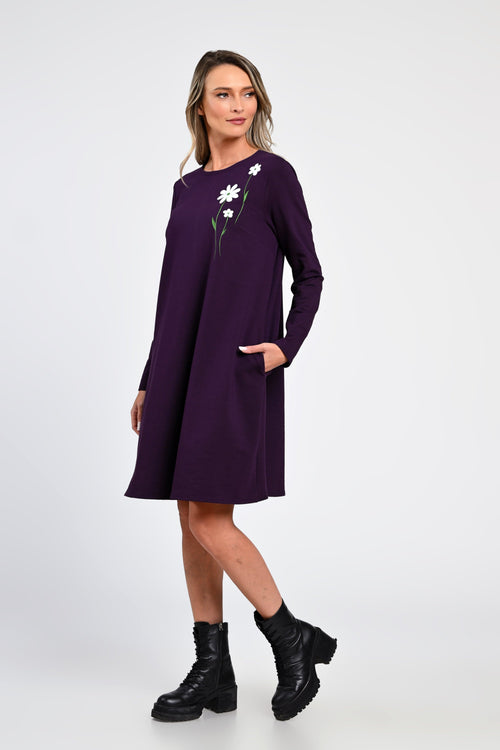 Rochie Eranthe mov cu poctura manuala Eranthe