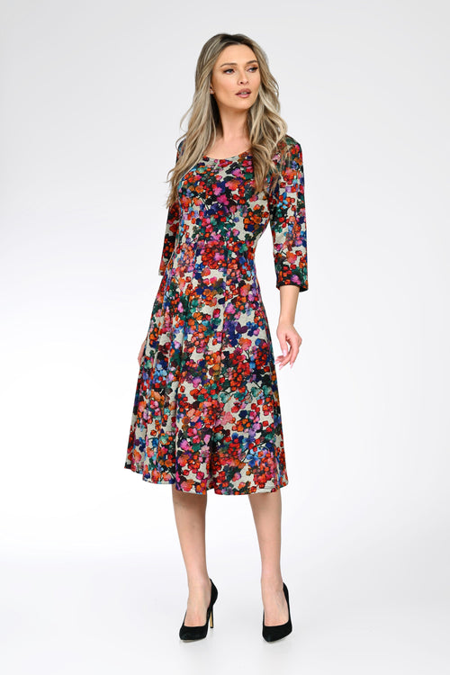 Rochie midi damă cu imprimeu floral – Sofia Natalee