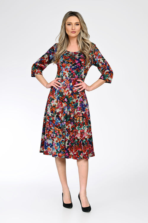Rochie midi damă cu imprimeu floral – Sofia Natalee