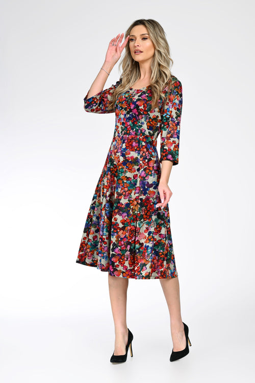 Rochie midi damă cu imprimeu floral – Sofia Natalee