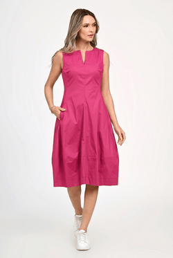 Rochie midi din bumbac fucsia Victoria Natalee