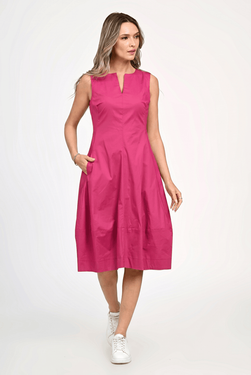 Rochie midi din bumbac fucsia Victoria Natalee