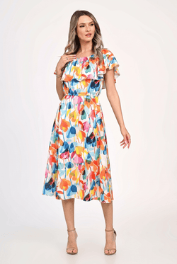 Rochie midi imprimată multicolor Celeste Natalee