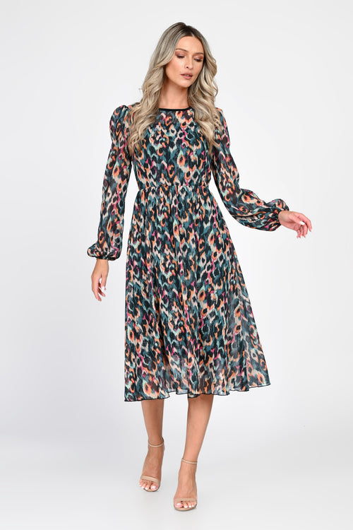 Rochie midi multicolor imprimată Sabrina Natalee