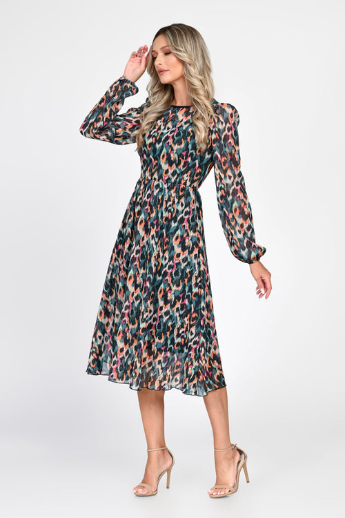 Rochie midi multicolor imprimată Sabrina Natalee