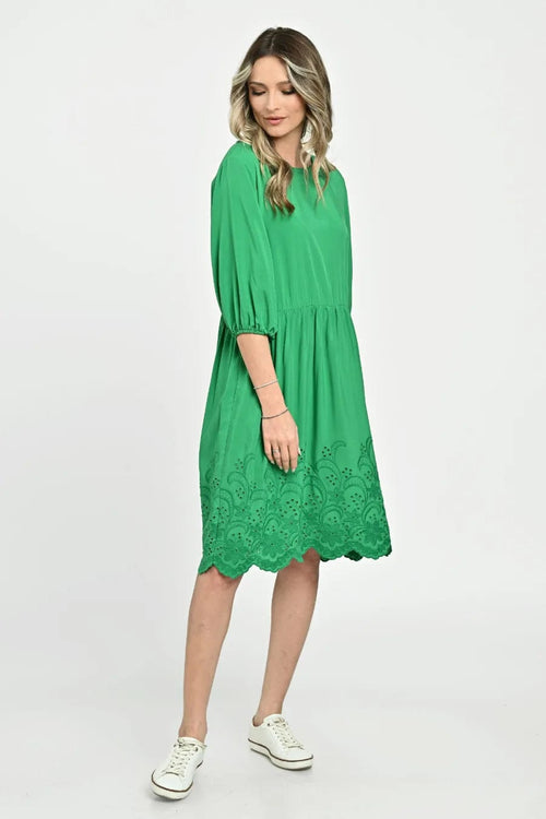 Eranthe Rochie Rochie midi verde brodata Anemona