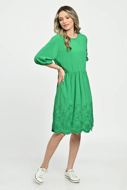 Eranthe Rochie Rochie midi verde brodata Anemona