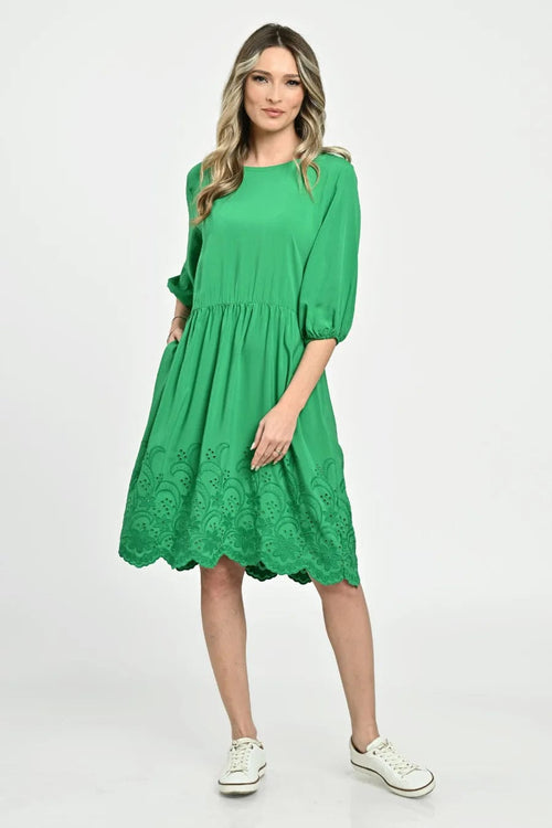 Eranthe Rochie Rochie midi verde brodata Anemona