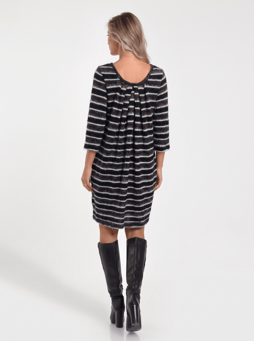 Rochie neagră cu dungi multicolore Miruna Natalee