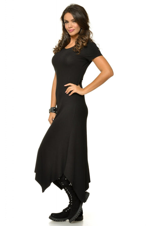 Natalee Fashion Rochie Rochie neagra lunga din vascoza