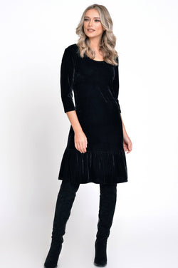 Rochie negra din catifea Dora Natalee Fashion