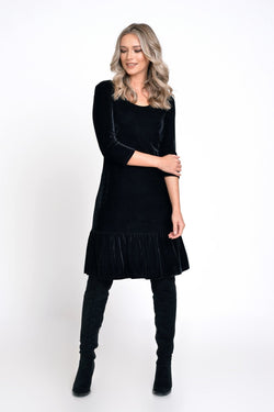 Rochie negra din catifea Dora Natalee Fashion