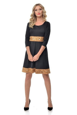 Natalee Fashion Rochie Rochie negru & auriu