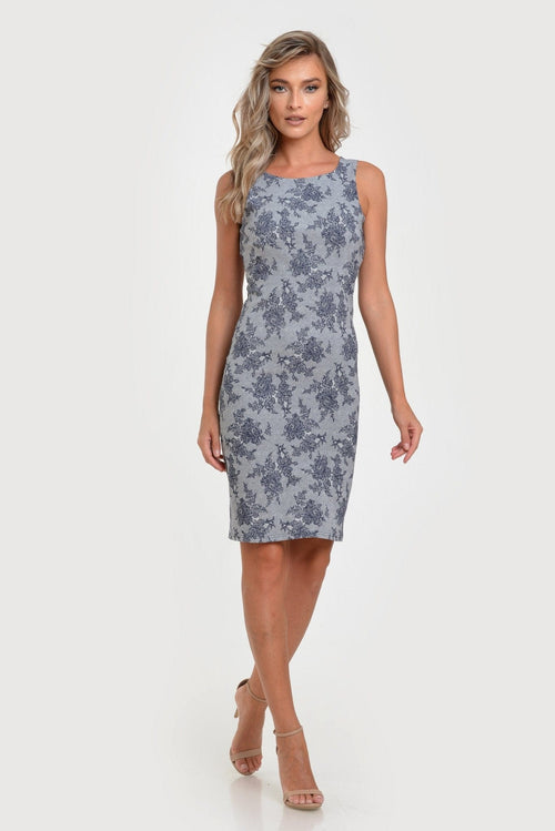 Rochie spate V denim imprimat Anemona Natalee Fashion