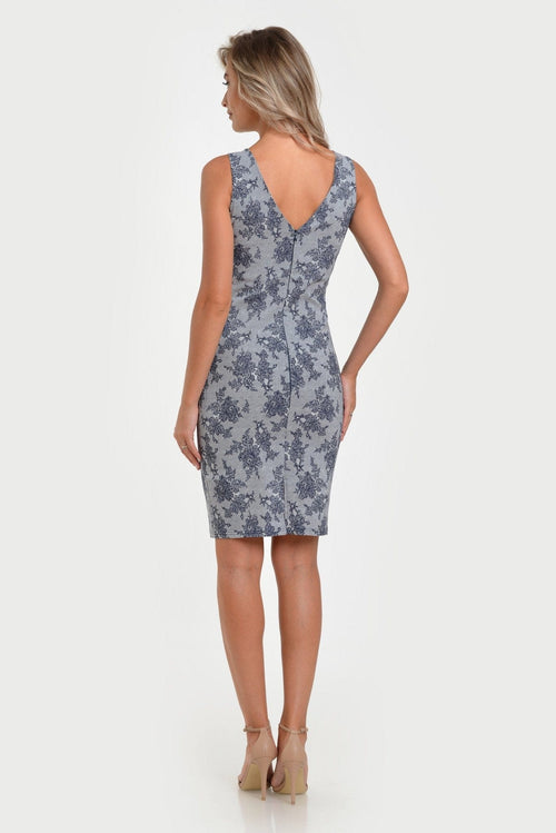 Rochie spate V denim imprimat Anemona Natalee Fashion