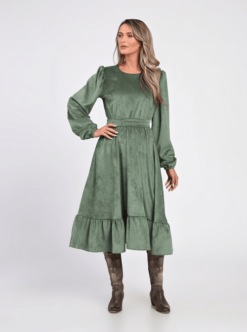 Rochie verde din raiat Sofia Natalee