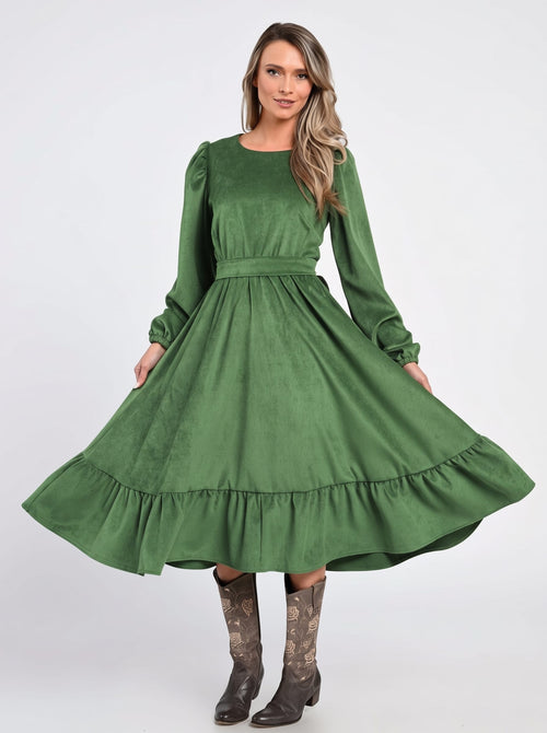 Rochie verde din raiat Sofia Natalee